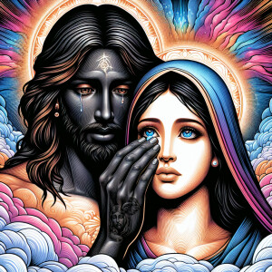 Ensure that the image distinctly represents both Jesus Christ an...