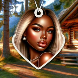 Remix the heart-shaped tag design into a realistic airbrushed il...