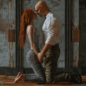 A photorealistic high resolution image. Light ginger haired fema...