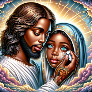 Ensure that the image distinctly represents both Jesus Christ an...