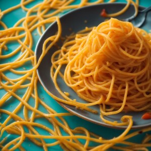 Spaghetti is dancing in a plate