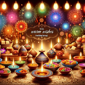 Generate an elebrated image of Diwali greeting from Kashyap Sara...