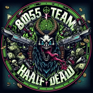 Create   a  professional,  horror-themed circular brand logo fea...