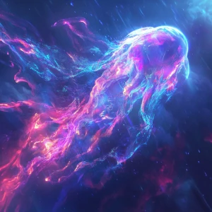 In the vivid world of a scifi universe, a luminous plasma phanto...