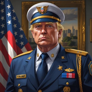 Trump in role Cpt. America, GTA art style