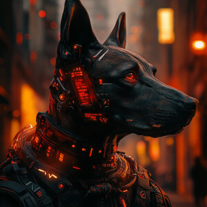 Dog, cyberpunk style