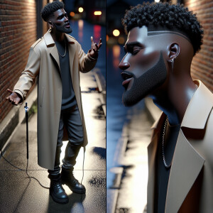 3D visual image of a African American male who has a slightly cu...