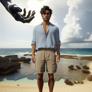 Create a 3D rendering of a young man with mixed Filipino and whi...