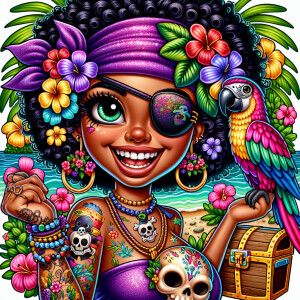 A vibrant highly detailed, digital illustration of a cheerful Af...