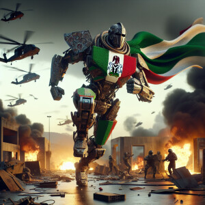 Nigeria as a transformer character, African king armor, coat of...