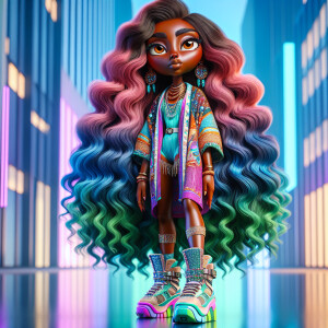 8k giant African American exaggerated woman, brown eyes , with c...