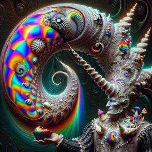 Ultra-photorealistic digital art portrait of a jester with a mac...