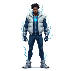A frontal T pose full body concept illustration of A powerful bl...