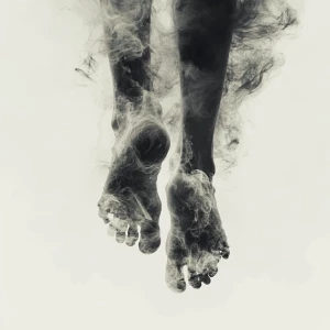 Double exposure horror vapor feet entity