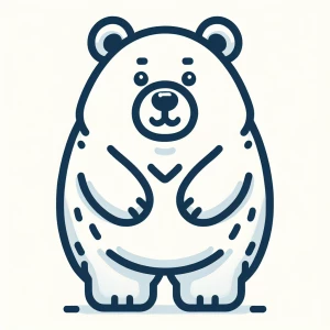 A vector line bear cartoon character.