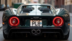 a back license plate that says PL8 on it