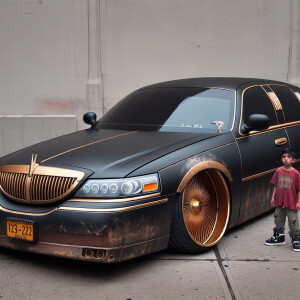 Matt black gold line Lincoln Towncar 2005 Vision extra wide Body...
