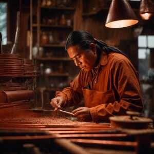 American Indian master craftsman working Copper