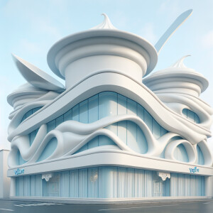 Design a store with architecture inspired by the yogurt