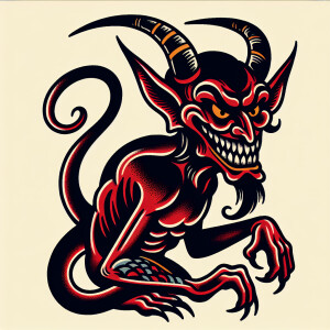 Evil devil in an old school tattoo style
