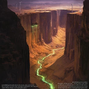 "A breathtaking aerial view of the vast, otherworldly canyon, it...