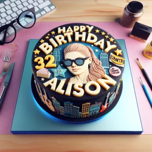 Create an ultra-realistic image of a birthday cake celebrating A...