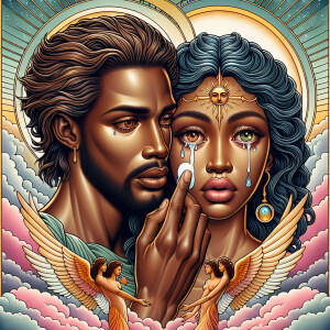 Ensure that the image distinctly represents both Jesus Christ an...