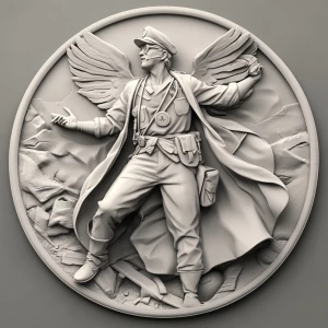 Super Doctor, grayscale 3d bas relief, round border