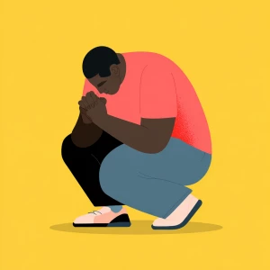 Flat design illustration of a man praying