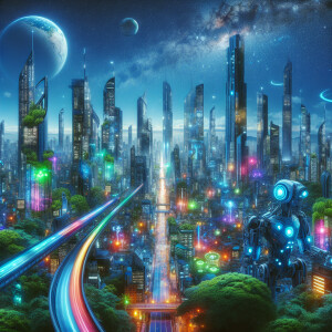 Imagine a city of the future, where technology seamlessly integr...
