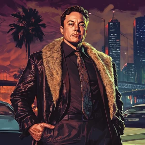 Elon Musk in GTA art style — Aks-74u — highly detailed character...