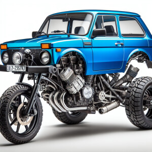 Generate motorbike which assembled from vehicle Lada Niva and mo...
