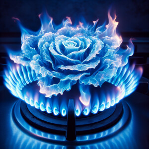 Imagine the blue flame of a gas herd that is drawing the face of...