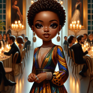 "Create an artistic depiction of an African American chibi chara...