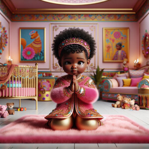 A 3D realistic illustration of a light-skinned African-American...