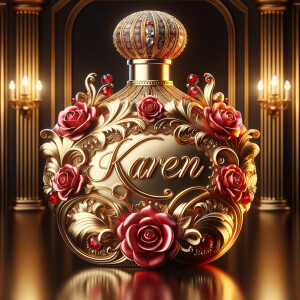 Craft an image of an ornate perfume bottle, with a luxurious des...