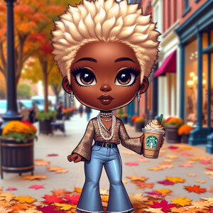A full body image view 8k African American chibi woman with a pi...