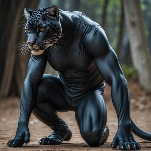 Une combinaison intégrale ultra-réaliste de panthère noire porté...