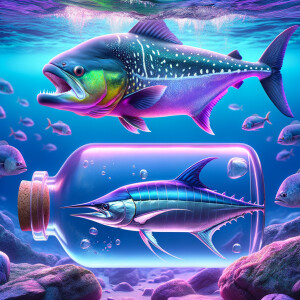 Realistic
Ocean
Purple neon green piranha
Looking at a marlin i...