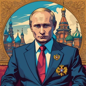 putin, in carton art style