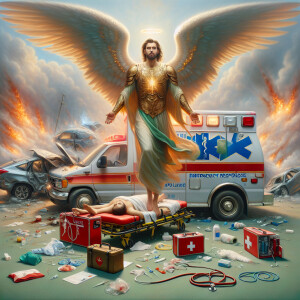 Create a realistic 3D oil painting depicting a scene of emergenc...