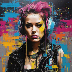 Create a high-resolution, abstract portrait painting that exudes...