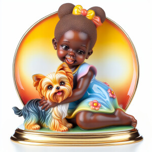 Prompt: colorful Statue of a light skin African-American girl wi...