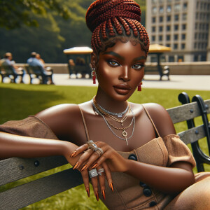Enjoying a day out an street art of an African American curvy to...
