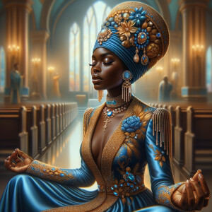 Create an illustration that embodies spirituality and a deep con...
