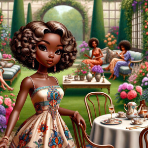 Illustrate a 3-D realistic with light skin chibi-style African A...
