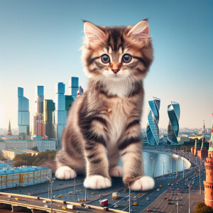 very big kitten near Moscow city