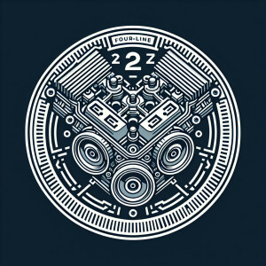 draw a logo for a four-line internal combustion engine with the...