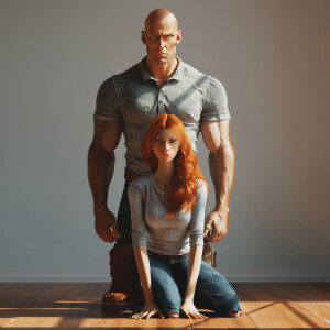 A photorealistic high resolution image. Light ginger haired fema...