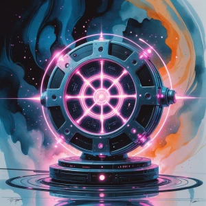 Glimmering with a neon-noir allure, this luminous quantum commun...